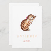 子猫の誕生日グリーティングカード  招待状 (正面/裏面)