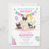 子猫の誕生日パーティー招待状 子猫の誕生日おめでとう！ 招待状 (正面)