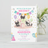子猫の誕生日パーティー招待状 子猫の誕生日おめでとう！ 招待状 (スタンド正面)