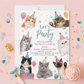 子猫の誕生日パーティー招待状 Let's Pawty 招待状
