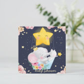 子猫の赤ちゃんシャワー付き象招待状 招待状 (スタンド正面)