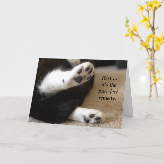 子猫の足Get Well Card カード (黄色い花)