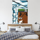 子猫の遊び キャンバスプリント (インサイチュ (寝室))