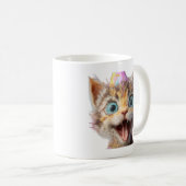 子猫の顔が純粋なデープモードに凍りついた様子 コーヒーマグカップ (正面右)