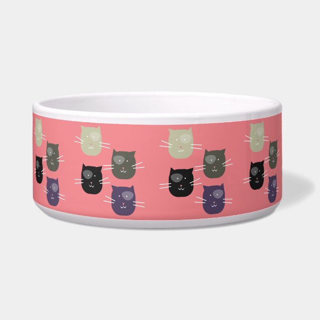 子猫の顔のプリント すべての色 ボウル (正面)