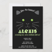 子猫の顔の誕生会の写真の招待 招待状 (正面)