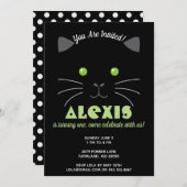 子猫の顔の誕生会の写真の招待 招待状 (正面/裏面)