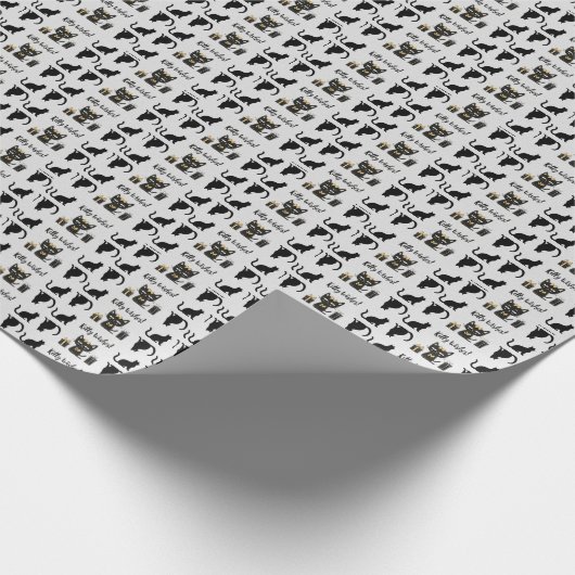 子猫の願いが叶う可愛い黒猫と現在の誕生日 ラッピングペーパー (角)