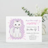 子猫の鳴き声 バースデー招待状 | ピンクとパープル 招待状 (スタンド正面)