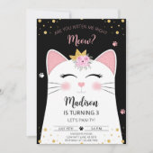 子猫の鳴き声 バースデー ブラック 招待状 (正面)