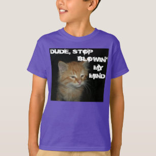 子猫の「やめて!私の心を吹き飛ばすのは!」オーガニックキッズTシャツ Tシャツ