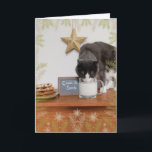 子猫のCookie for Santa シーズンカード<br><div class="desc">甘い猫がサンタのミルクとクッキーを飲む。完璧なお洒落ホリデーカード！下の店で可愛い猫やクリターを見つけよう。Melissa Rohrによる写真とアートワーク、copyright 2017.</div>