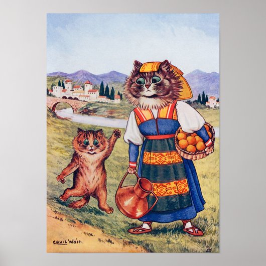 子猫はオレンジが欲しい、ルイス・ウェイン ポスター (正面)