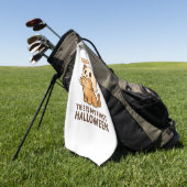 子猫は初めてのハロウィーンの準備ができてマスクを着ている ゴルフタオル (グリーン)