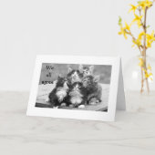 子猫は皆、私がハッピーバースデーを持つべきだと思う カード (黄色い花)