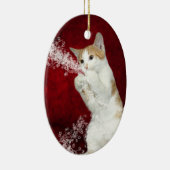子猫よくはしゃぐクリスマス セラミックオーナメント (右)