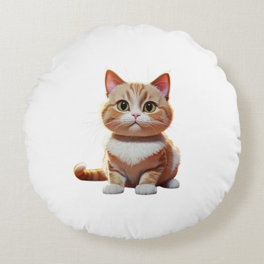 子猫よくはしゃぐピロウケース ラウンドクッション (正面)