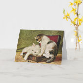 子猫よくはしゃぐ二匹 カード (黄色い花)