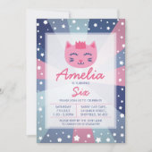 子猫をテーマにした誕生日パーティーの招待状 招待状 (正面)