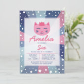 子猫をテーマにした誕生日パーティーの招待状 招待状 (スタンド正面)