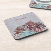 子猫をヴィンテージボックスに表示 コースター (左側)