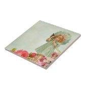 子猫を持つ小さな女の子 タイル (側面)