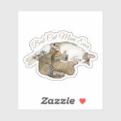子猫を授乳するかわいい母猫 シール (シート)