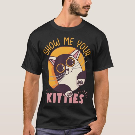子猫を見せてね かわいい猫のデザイン 男子 Tシャツ (正面)