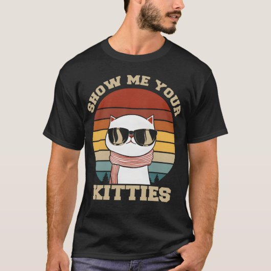 子猫を見せてね ねこ好き男子 Tシャツ (正面)