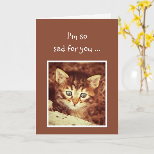 子猫を飼い始めてごめんなさい カード (黄色い花)