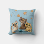 子猫アット遊ブルー クッション (正面)