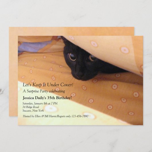 子猫アンダーカバーサプライズパーティの招待状 招待状 (正面/裏面)
