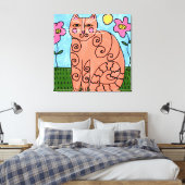 子猫インガーデン抽象芸術絵画ズ キャンバスプリント (インサイチュ (寝室))