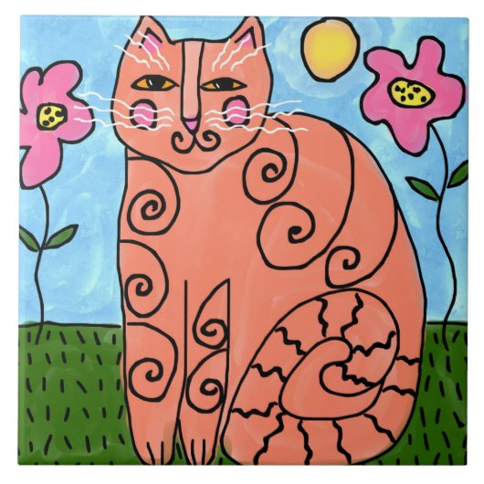子猫インガーデン抽象芸術絵画ズ タイル (正面)