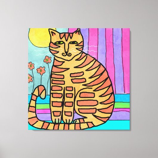 子猫イン・サンシャイン絵画抽象芸術 キャンバスプリント (正面)
