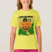 子猫インPumpkin Halloween T-Shirt Tシャツ (正面)