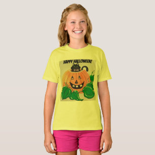 子猫インPumpkin Halloween T-Shirt Tシャツ