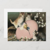 子猫イースターシックカラー色彩の鮮やか卵 シーズンポストカード (正面/裏面)