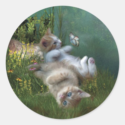 子猫ウィッシュアートステッカー ラウンドシール (正面)
