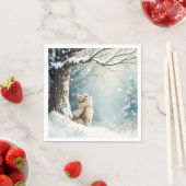 子猫ウォッチングスノーフレーク スタンダードカクテルナプキン (インサイチュ)