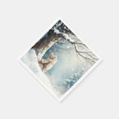 子猫ウォッチングスノーフレーク スタンダードカクテルナプキン (角)