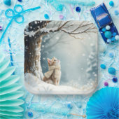 子猫ウォッチングスノーフレーク ペーパープレート (パーティー)