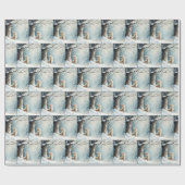 子猫ウォッチングスノーフレーク ラッピングペーパー (フラット)