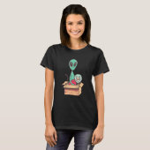 子猫エイリアン段ボール宇宙船コスモノート猫 Tシャツ (正面フル)
