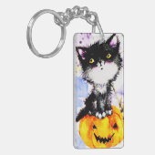 子猫オンかぼちゃ キーホルダー (正面左)