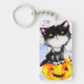 子猫オンかぼちゃ キーホルダー (正面)