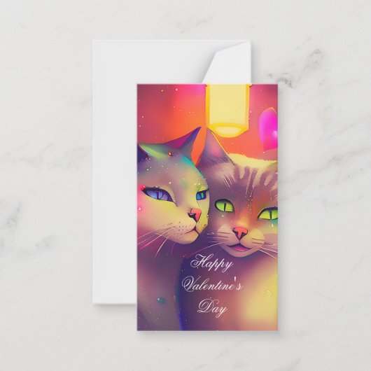 子猫カップルの子供バレンタイン ノートカード (正面)