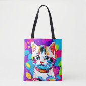 子猫カラフルアート トートバッグ (正面)
