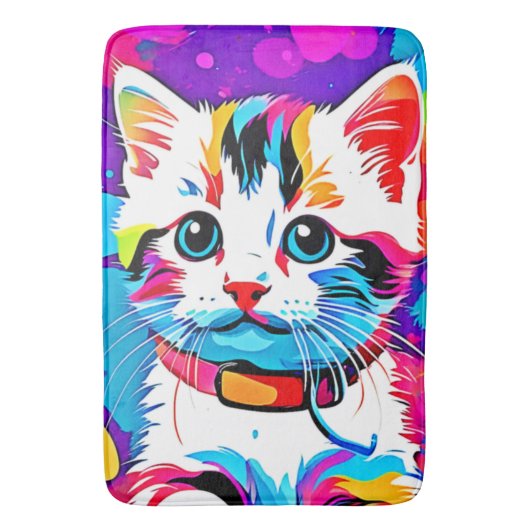 子猫カラフルアート バスマット (正面縦)