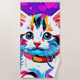 子猫カラフルアート ビーチタオル